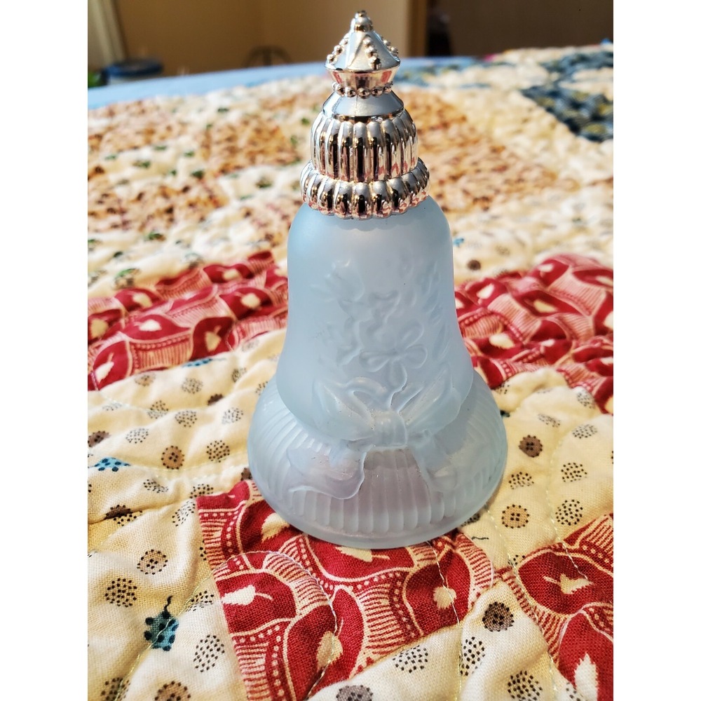 Vintage Avon Joyous Bell Charisma Cologne Bottle Frost Blue Glass 3.25" (Empty)